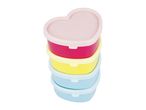 Stack of pastel heart-shaped plastic containers.