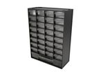 A Parkside 30-drawer organizer with transparent drawers, ideal for small parts storage.