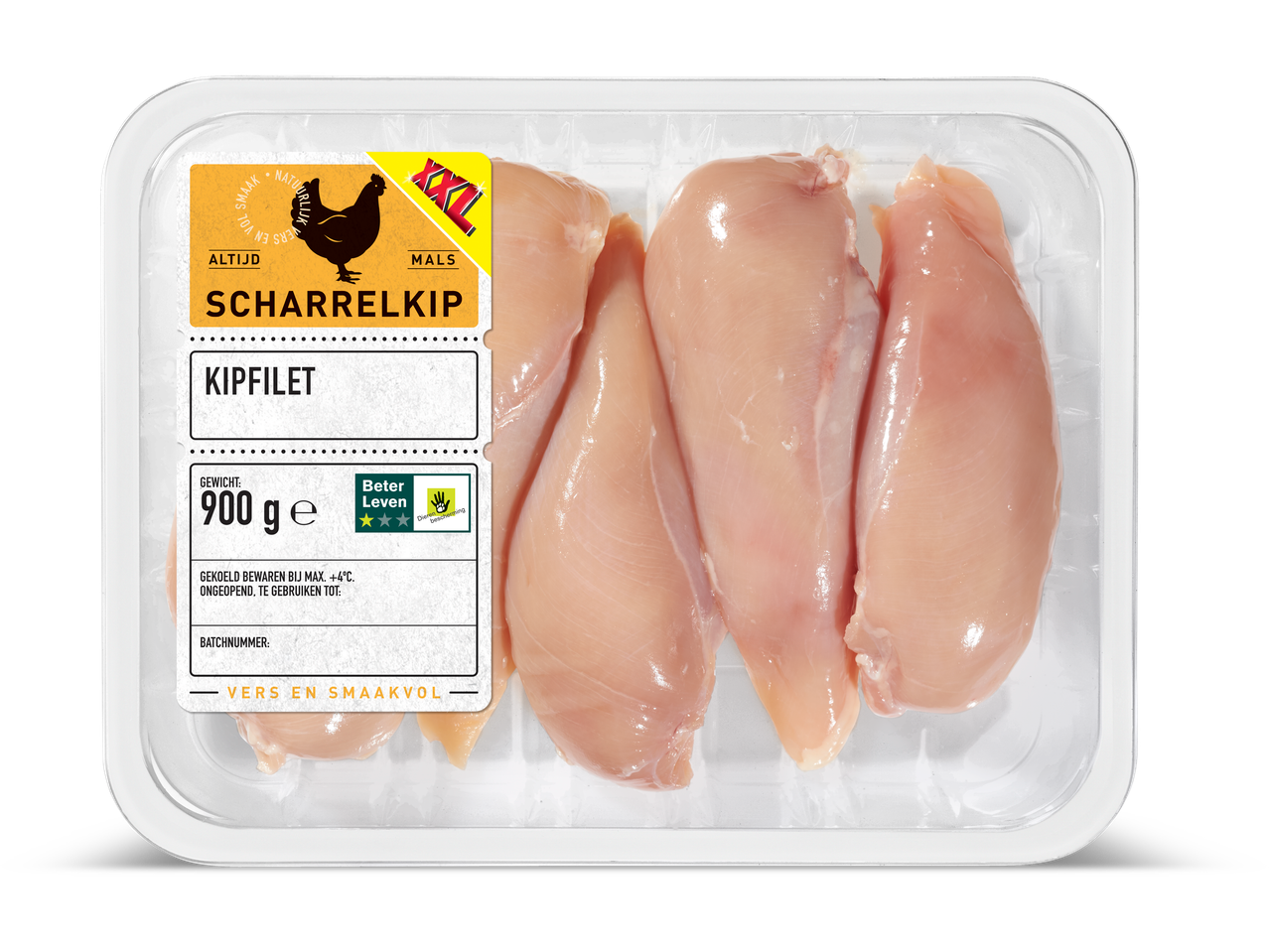 900g verpakking Beter Leven scharrelkipfilet.
