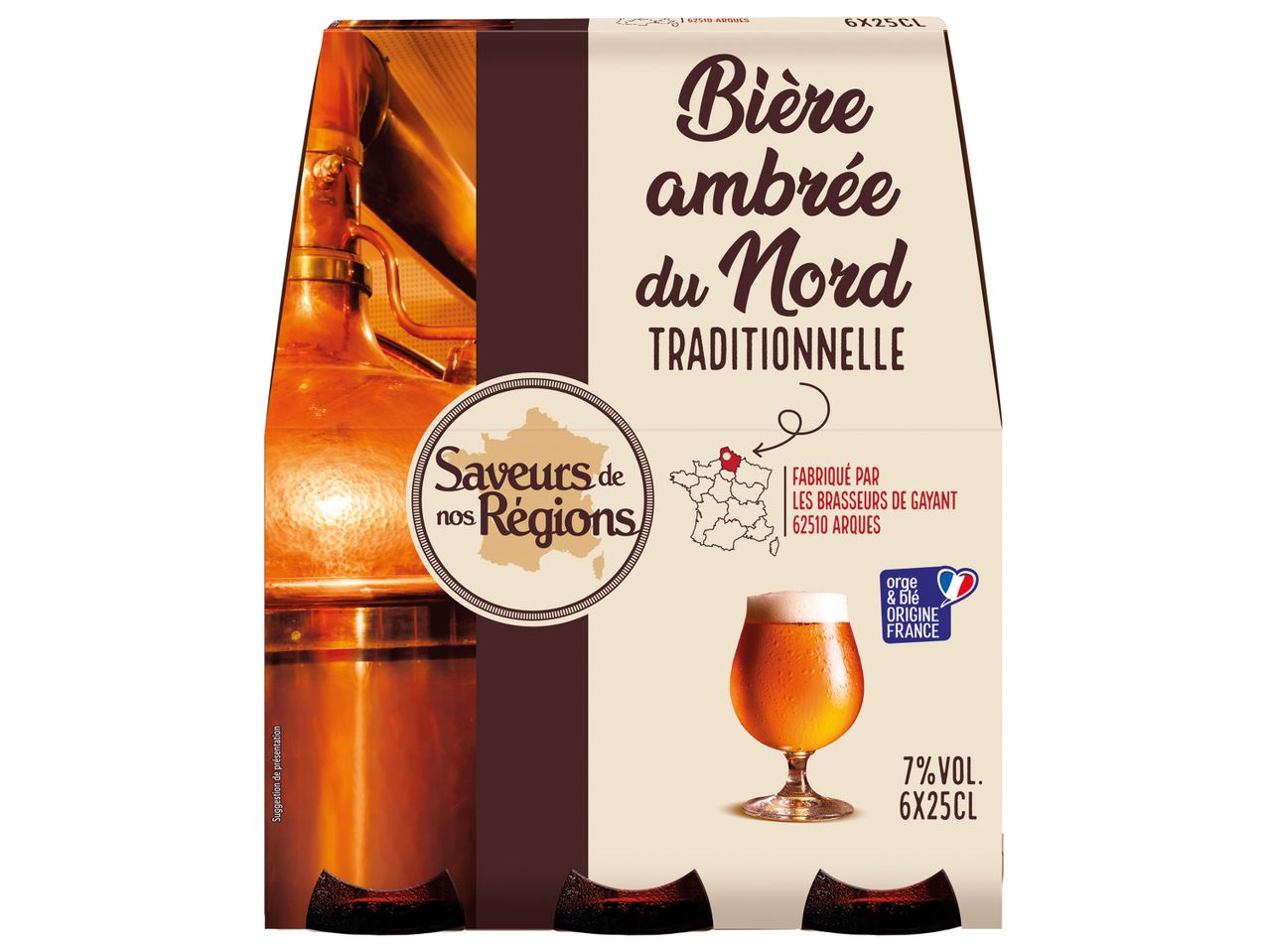 Savaurs de nos Régions: bière ambrée du Nord traditionnelle, 6 x 25 cl.