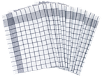 Serviettes de cuisine à carreaux blancs et noirs.