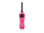 Pink long-reach lighter with a black igniter button and a metal hanging loop.