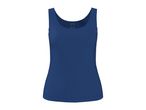 Blue women's tank top with a scoop neck and size label showing S 36/38.