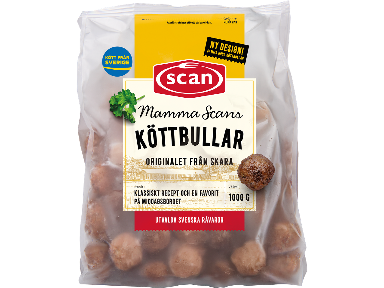 Mamma Scans köttbullar (1000g) i fryspåse.