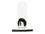 Black hook and loop straps in a clear plastic case, with one strap laid out below.