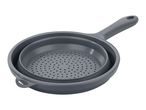 A gray silicone collapsible colander and bowl set.