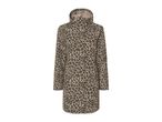 Leopard print hooded rain jacket.