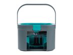 Grey bucket with a teal interior and a visible internal mechanism, likely for cleaning.