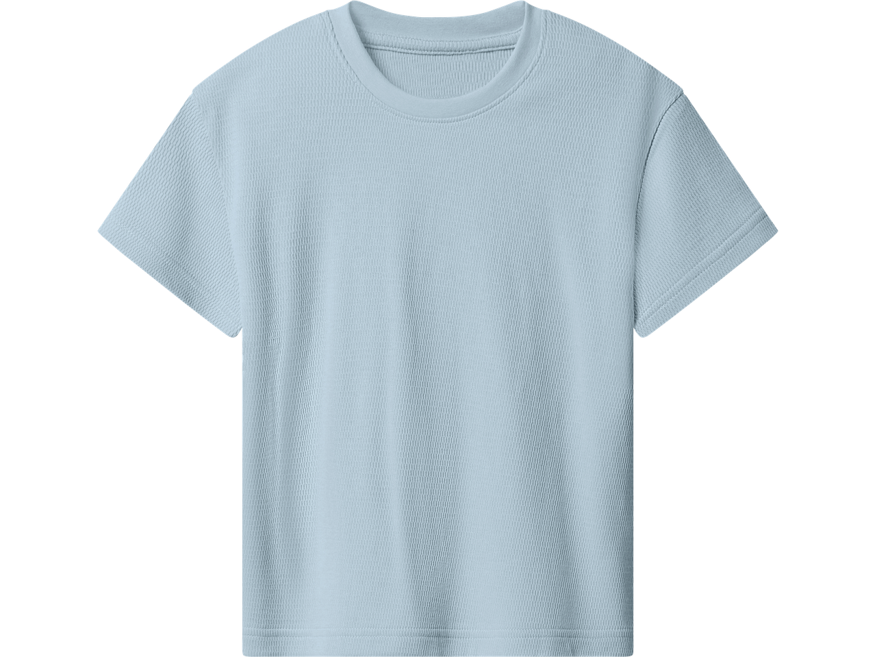 LUPILU: Šviesiai mėlyni trumparankoviai kūdikių marškinėliai su tekstūra.