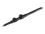 Close-up of a black trekking pole with a locking mechanism.