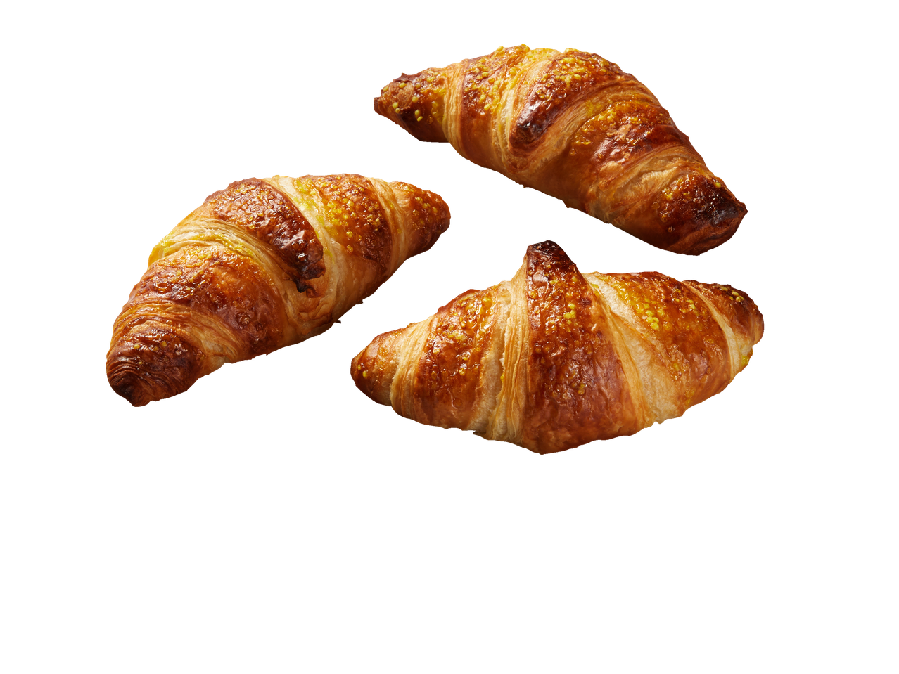 Trys auksiniai, skanūs kruasanai.