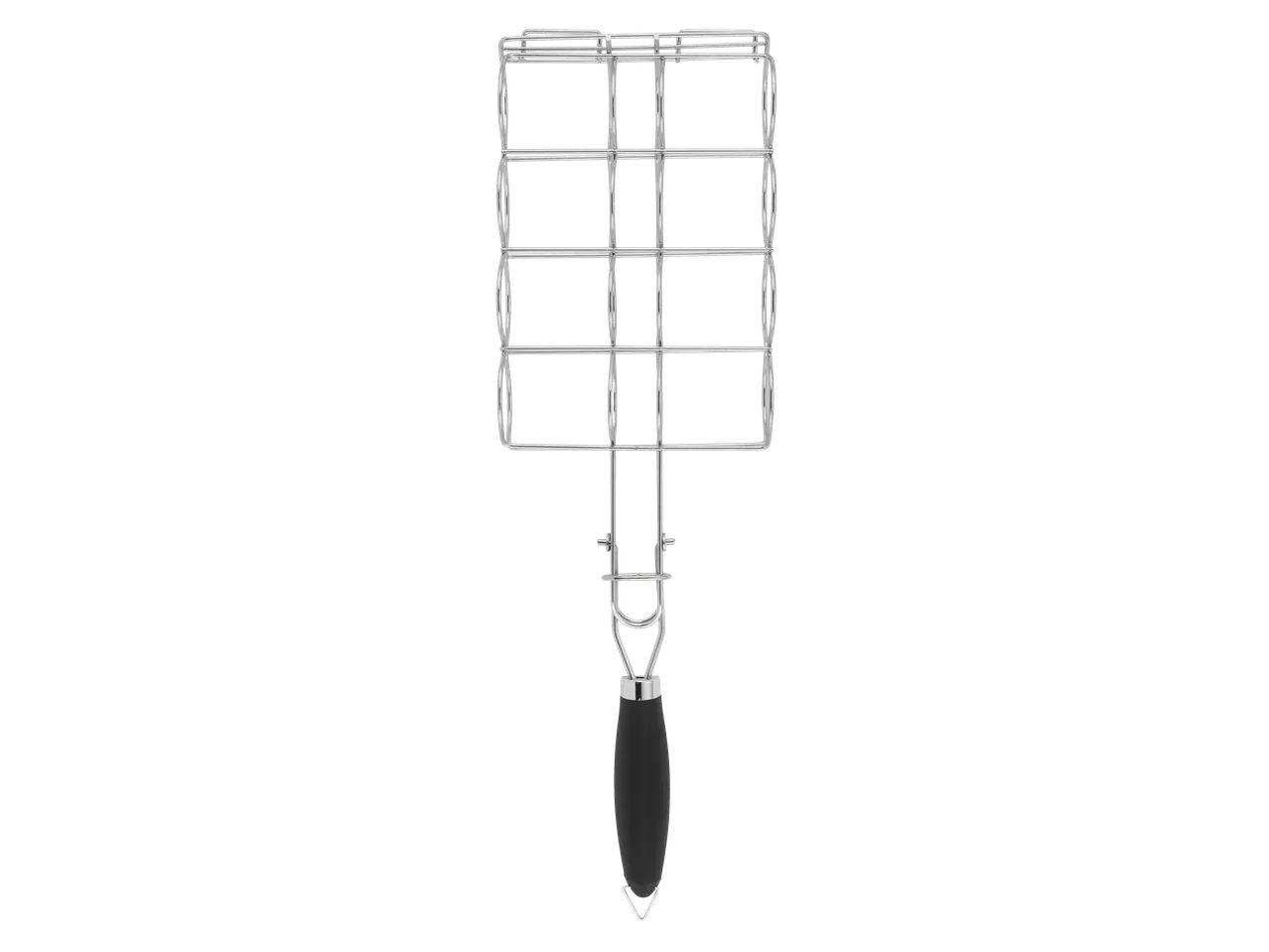 GRILLMEISTER Grillgitter: cesto de grelhar em metal com cabo preto.