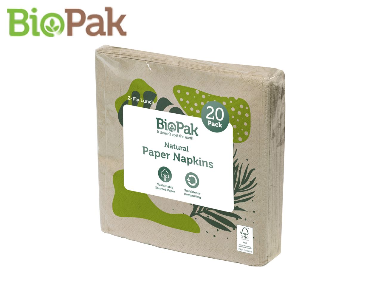 BioPak's 20-count pack of plant-based paper napkins.