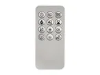 Remote control for a heater or air conditioner with various function buttons like power, eco, fan, timer, and temperature.