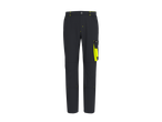 Parkside® Men's Work Trousers in dark grey with neon yellow accents and side pocket.