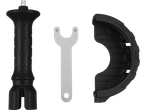 Handle, wrench, and guard for angle grinder.