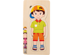 Puzzle din lemn corp: copil, straturi ale corpului, schelet.