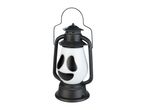 Black and white ghost-faced Halloween lantern