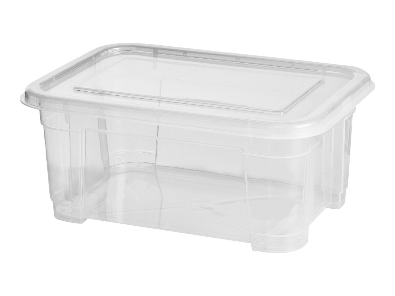 Clear plastic storage box with a matching lid