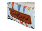 Close-up of a Cath Kidston London pet bed with a whimsical London-themed print.