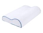 White ergonomic pillow with blue piping