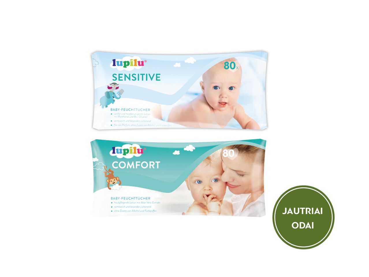 Lupilu kūdikių servetėlės: Sensitive ir Comfort, 80 vnt.