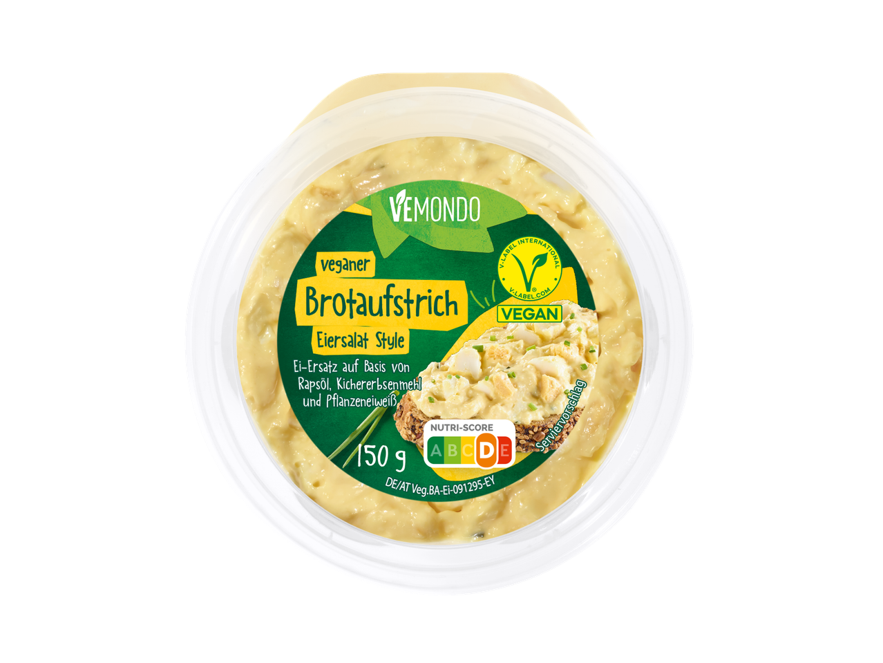 Vemondo veganer Brotaufstrich Eiersalat Style, 150g, mit Nutri-Score D