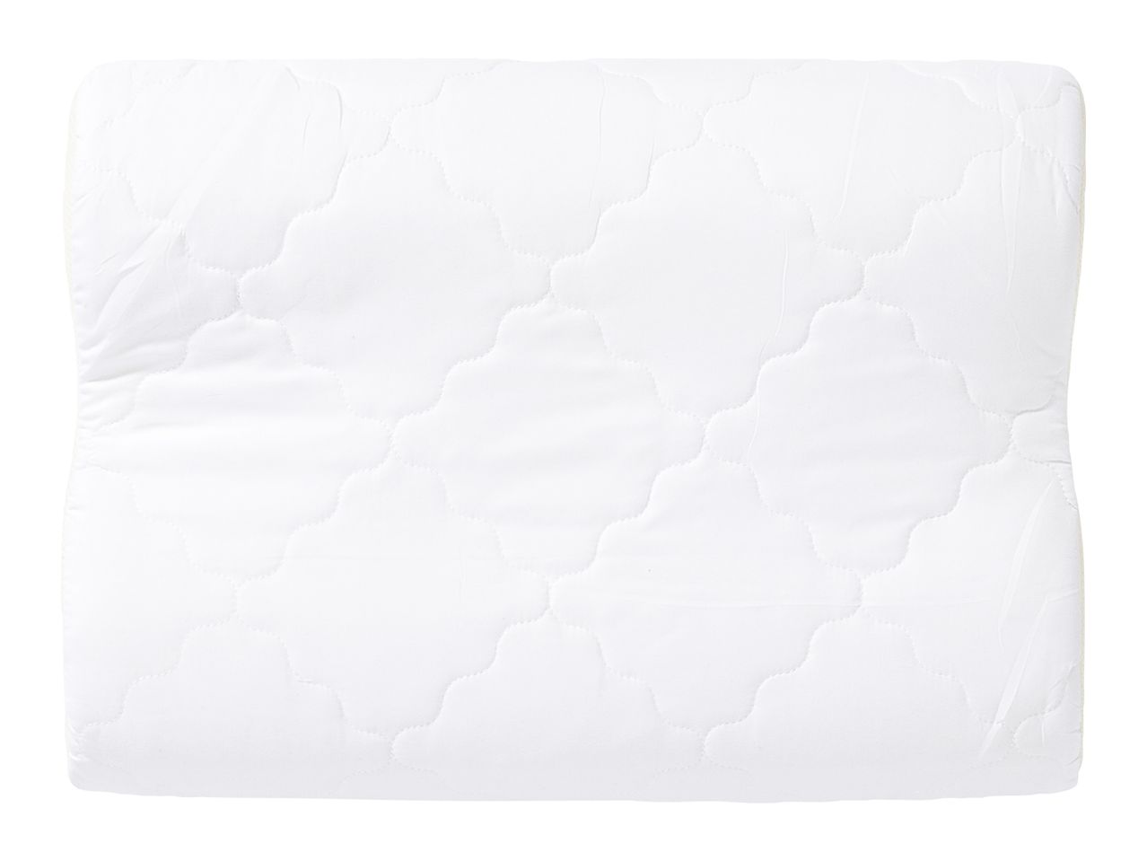 White quilted mattress protector with a wavy stitch pattern