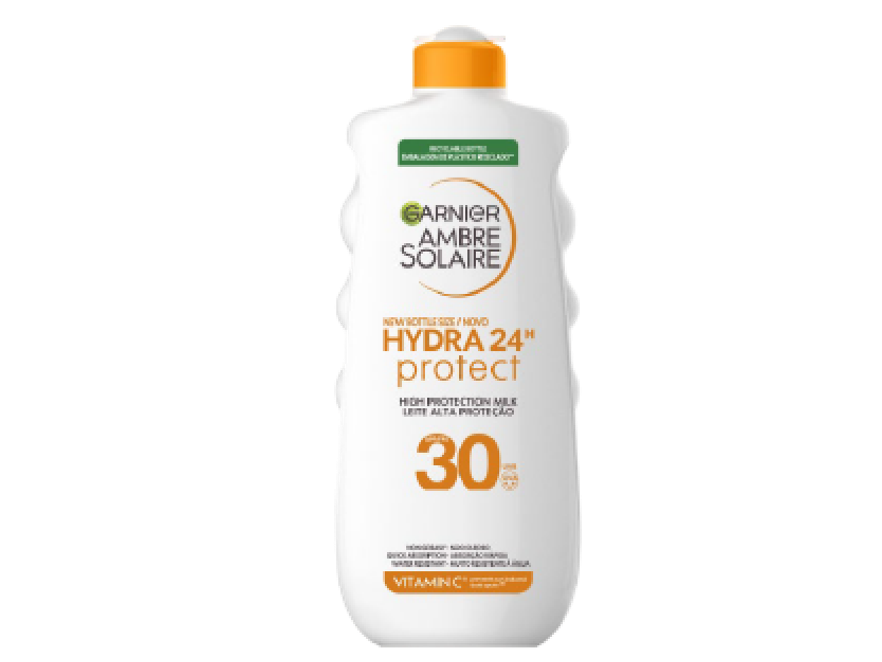 Protetor solar com fator 30, proteção alta e vitamina C, para hidratação 24h.
