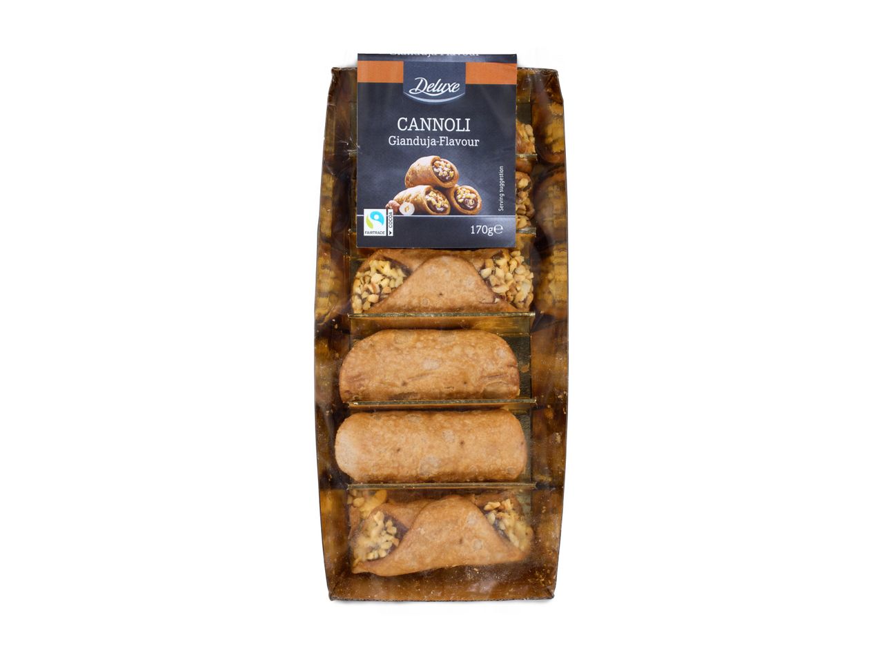 Gianduja-flavoured cannoli in a 170g package
