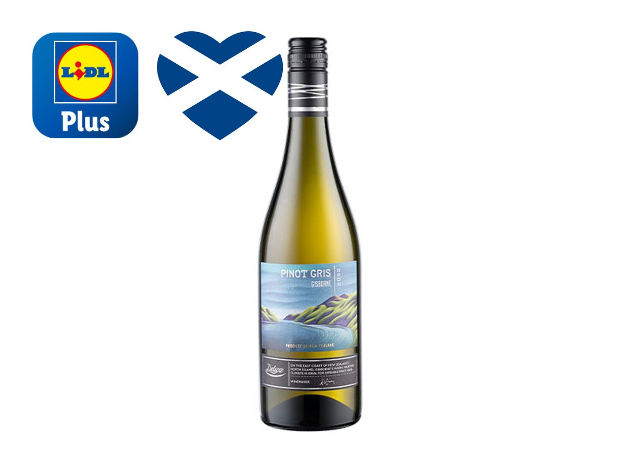 Lidl's Scottish-themed white wine bottle.