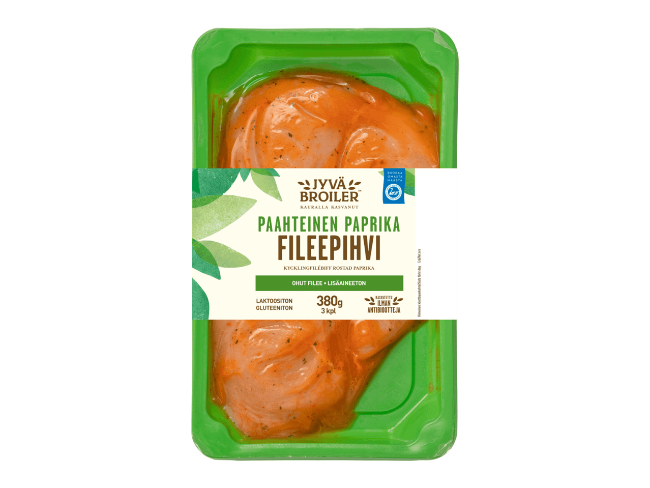 S-marketin mausteinen ja rapea fileepihvi pakkauksessa.