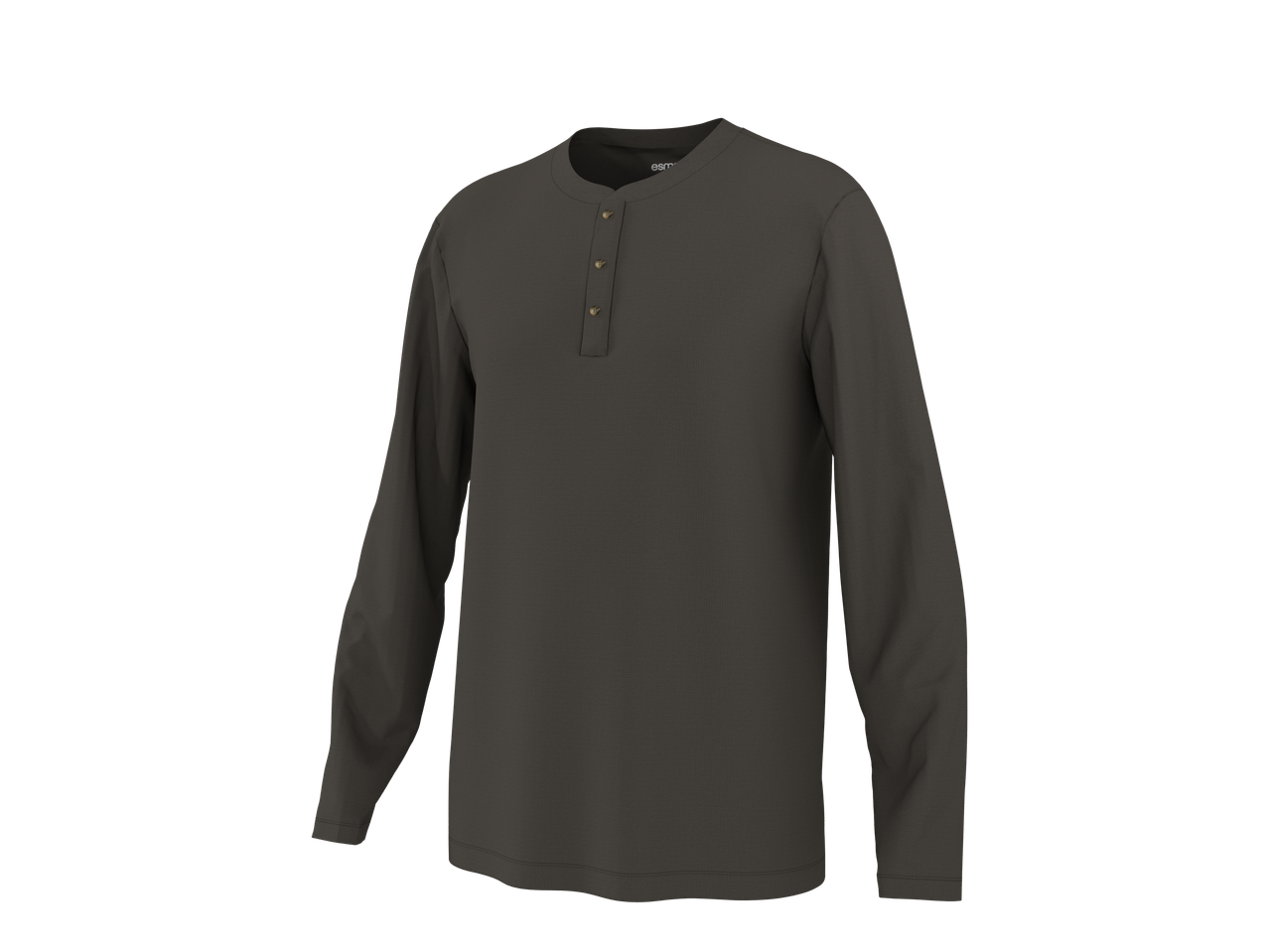Esmara heren Henley shirt met lange mouwen in donkergrijs met wafeltextuur
