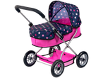 LUPILU® lėlių vežimėlis rožinės ir mėlynos spalvos su žvaigždžių raštu