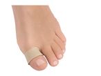 Foot with a beige toe bandage on the big toe.