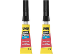 Duas embalagens de UHU Super Power Gel, cola instantânea de 2g.