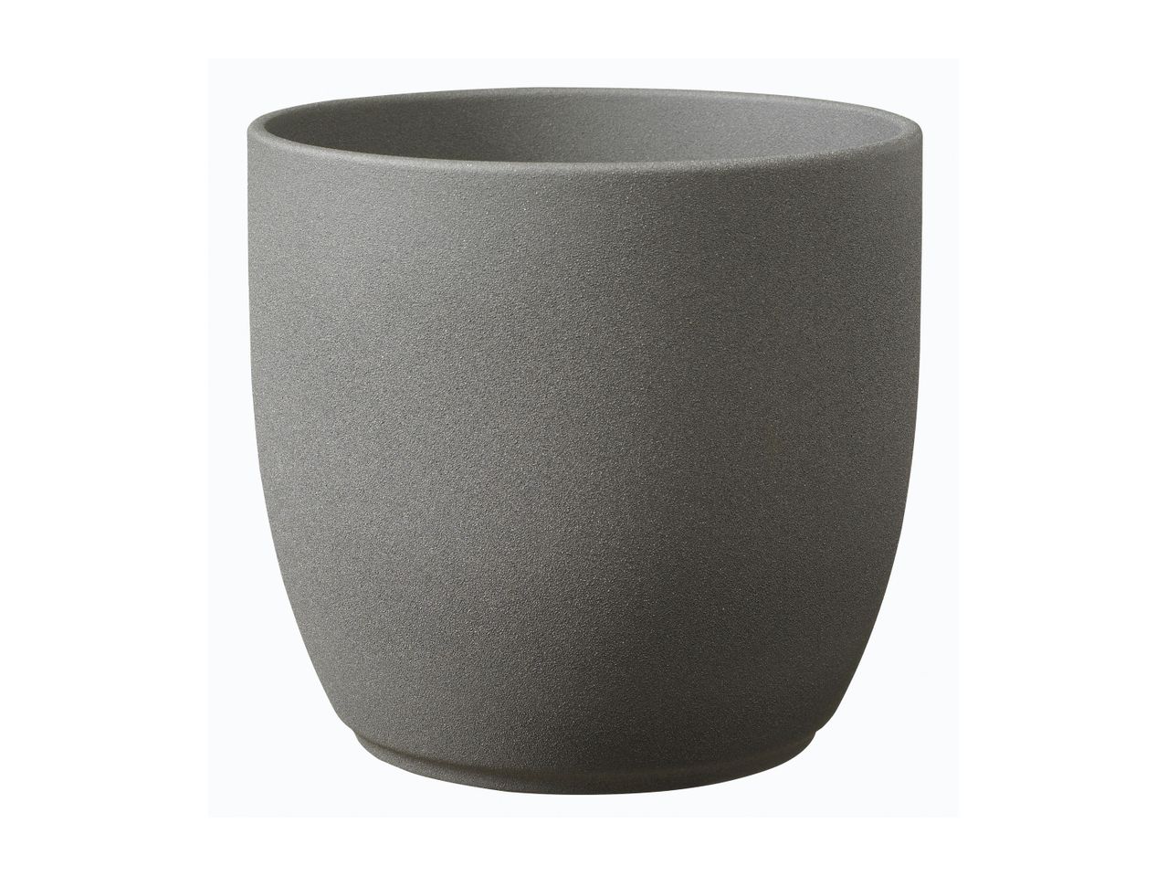 Dark gray ceramic mug with a textured surface