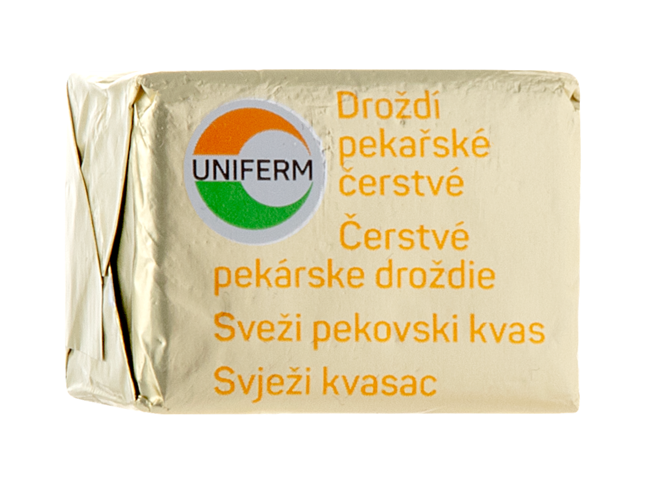 Pakiranje svježeg pekarskog kvasca s natpisima na više jezika.