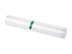 A roll of clear plastic food wrap with a green label.