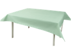 Mint green tablecloth on a table.
