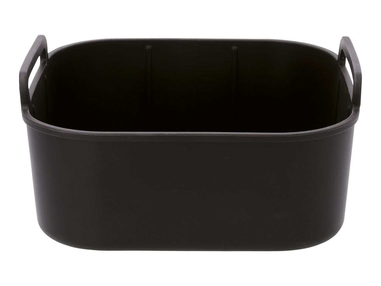 Black rectangular storage basket with handles