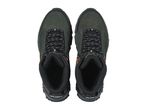 Pair of dark green Crivit hiking boots with black laces and orange accents