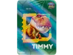 Cartão colecionável com o dinossauro Timmy do filme Patrulha Pata: A Aventura dos Dinossauros, número 08/09.