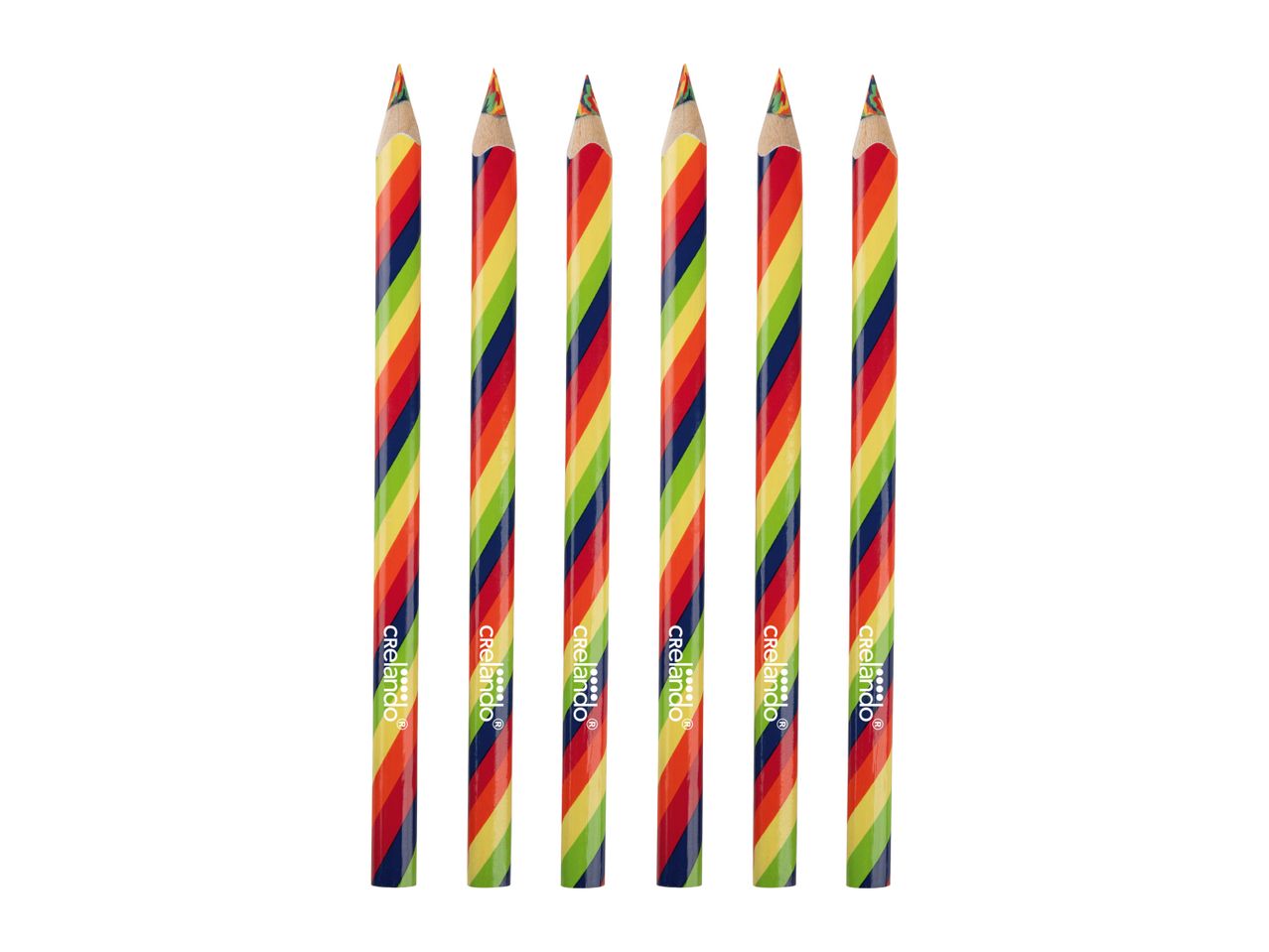 Crelando rainbow colored pencils.