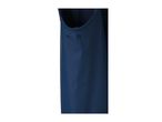 Close-up of a dark blue waterproof bib and brace with snap fasteners