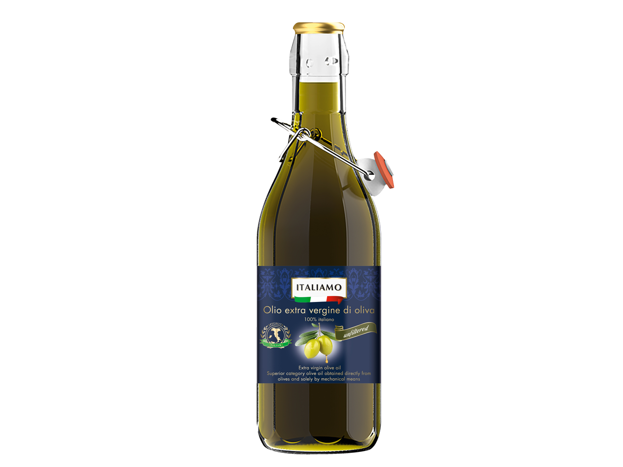 Fles Italiamo extra vierge olijfolie.