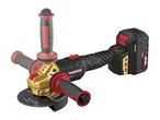 Cordless angle grinder with a 4.0Ah battery and three handle positions.