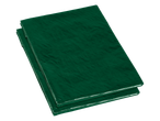 PARKSIDE® Tarpaulin Assortment: Two folded green tarpaulins stacked on a black background.