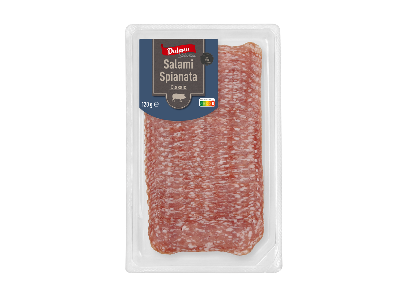 Dulano Selection Salami Spianata Classic, 120g pakuotė su Nutri-Score A