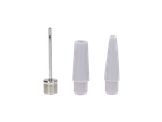Inflation needles: one metal, two white plastic.